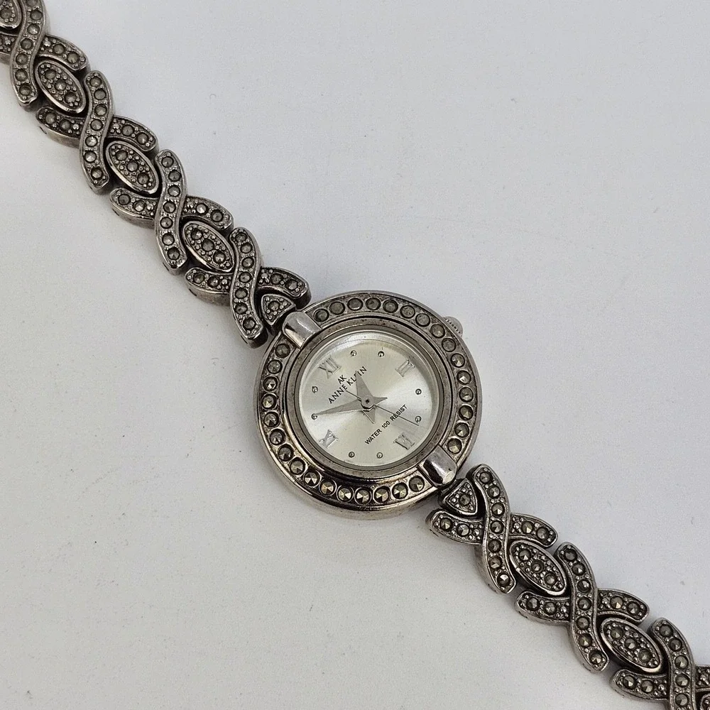 Anne Klein Women's‎ Watch 22MM Gray Dial Marcasite Band 5.5